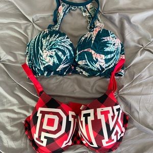 VS PINK PUSH UP LOGO LACE BRAS 34DD